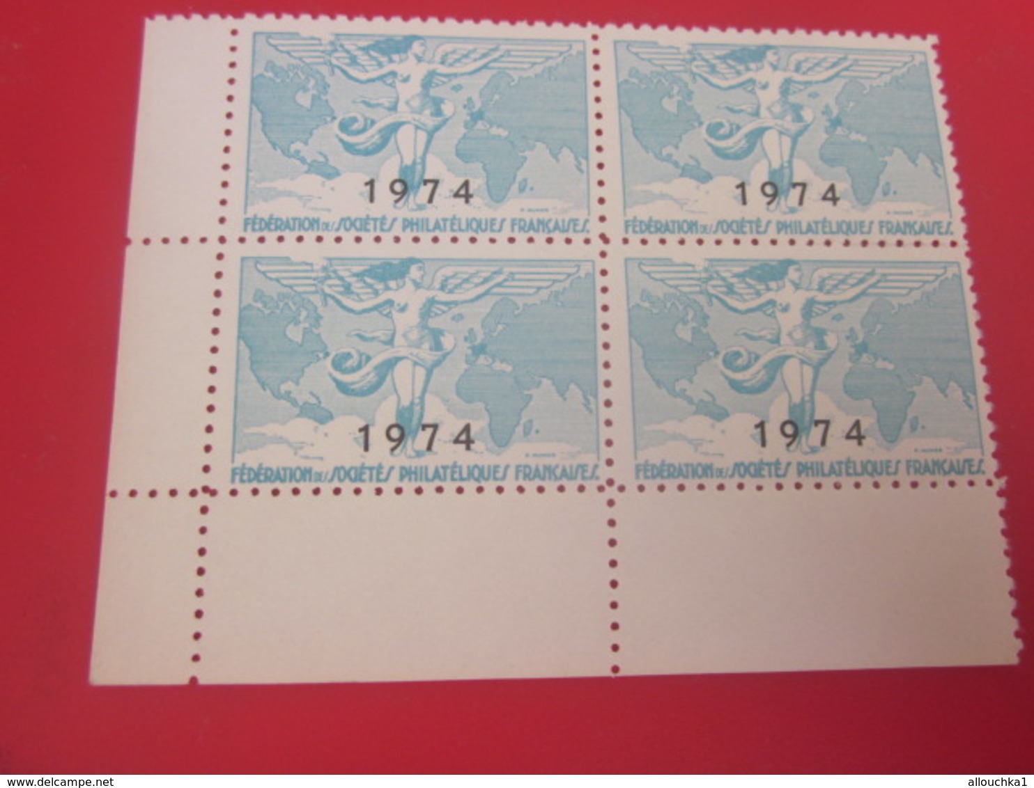 1974  Bloc De 4 Vignettes Neuf Gomme MNH** Fédération Des Sociétés Philatéliques Françaises érinnophilie Voir état Verso - Briefmarkenmessen