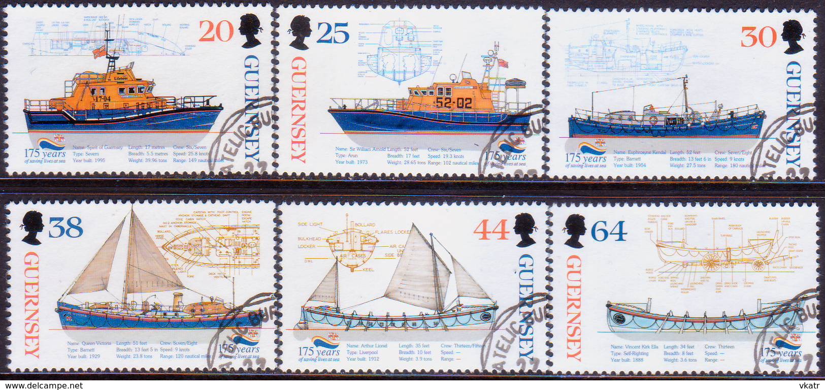 GUERNSEY 1999 SG 827-32 Compl.set Used Lifeboat Institution - Guernsey