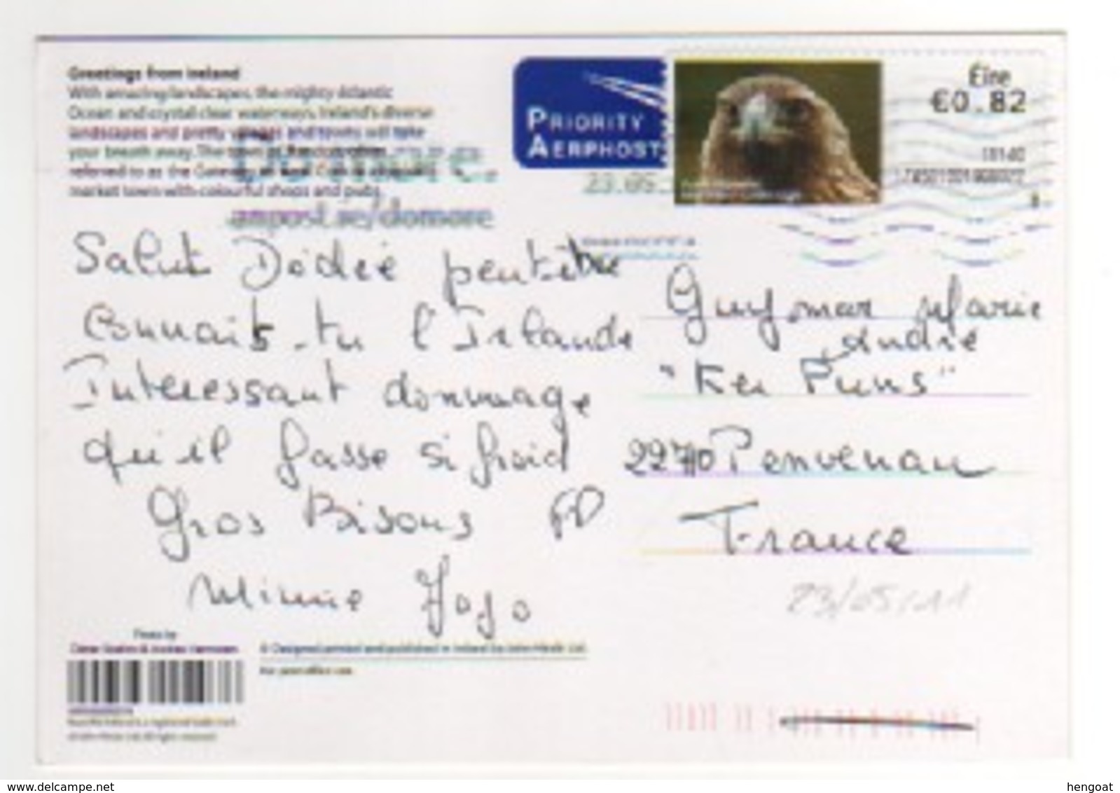 Beau Timbre , Stamp " Aigle " Sur CP , Carte , Postcard Du 23/05/2011 - Lettres & Documents