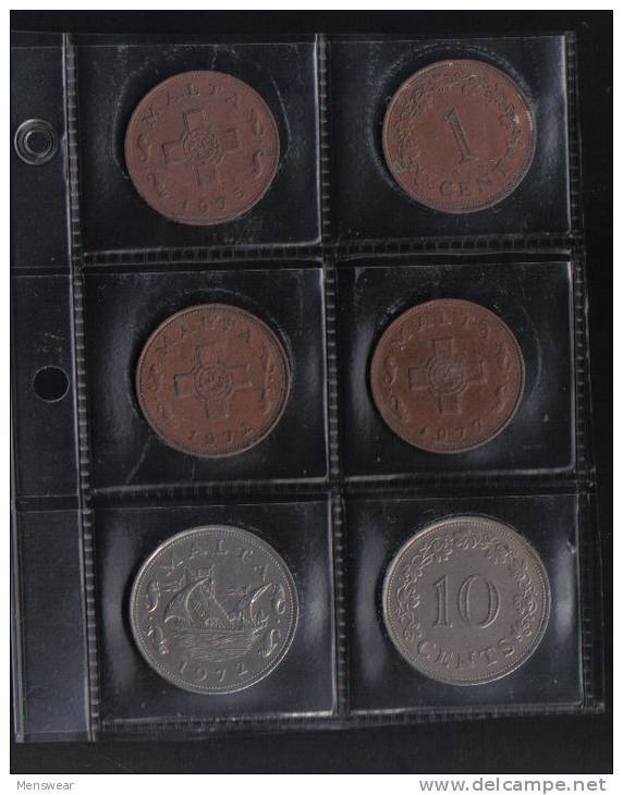 MALTA - 6 OLD MALTA COINS - DIFF. DATES - - Malta