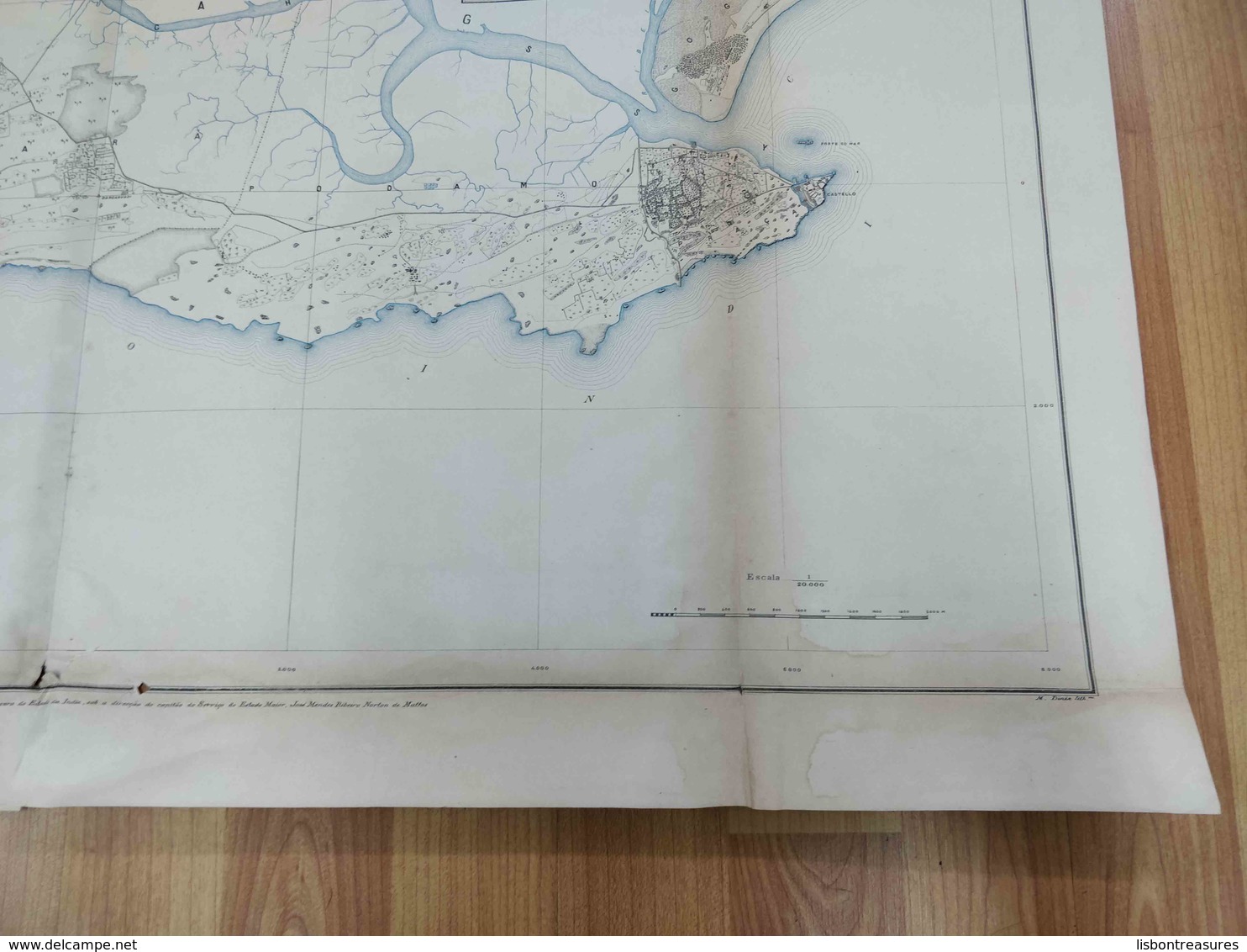 ANTIQUE ASIA PORTUGUESE  INDIA  DIU DISTRICT BIG MAP 1911