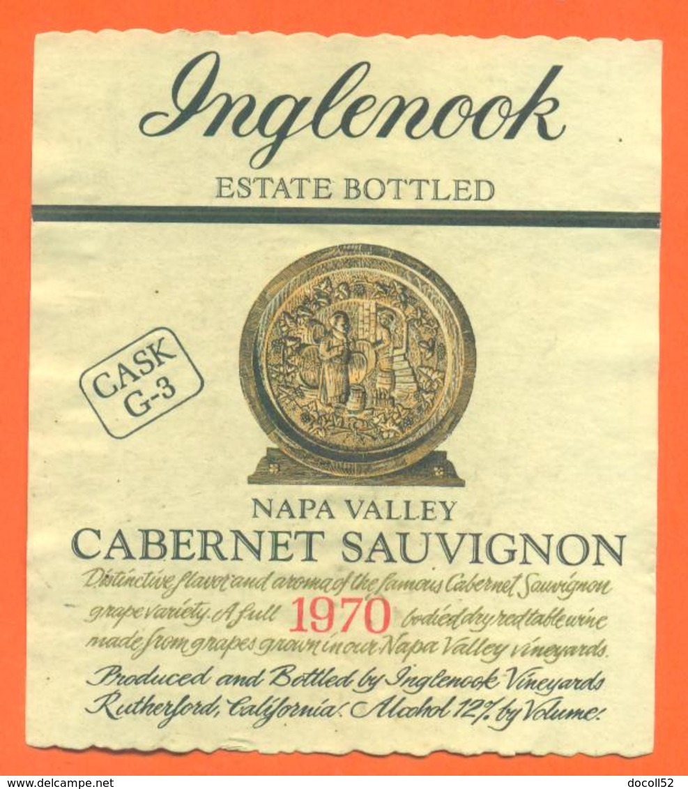 Etiquette  Vin De Californie Wine Cabernet Sauvignon 1970 Napa Valley California - Autres & Non Classés