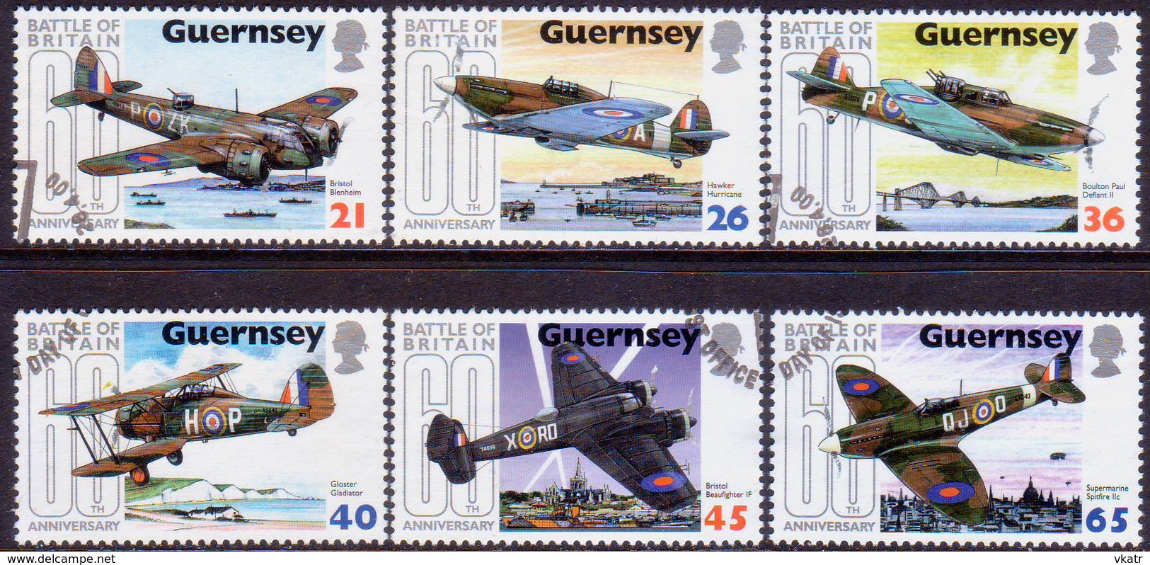 GUERNSEY 2000 SG 857-62 Compl.set Used Battle Of Britain - Guernsey