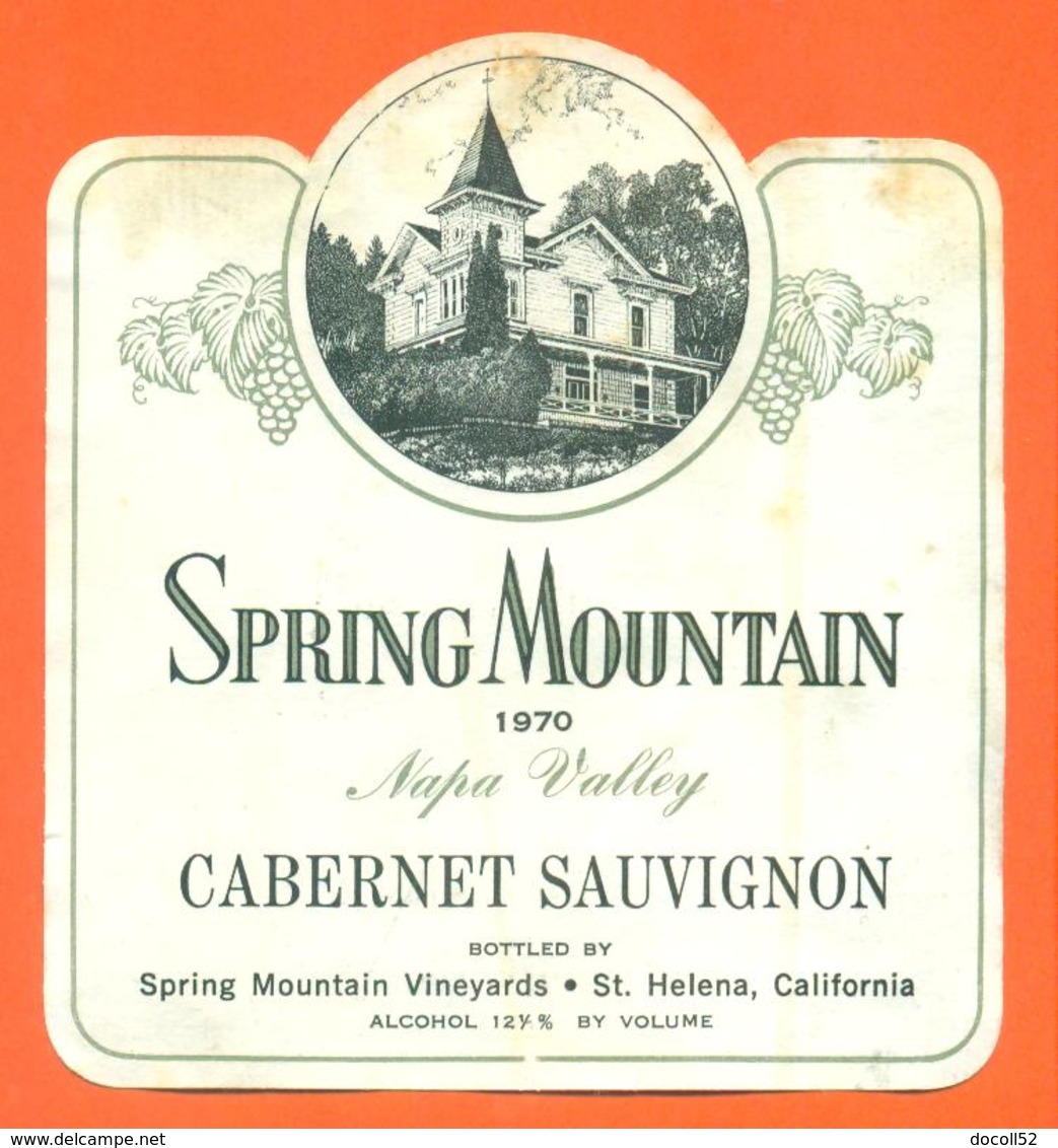 Etiquette Vin De Californie Wine Spring Mountain Cabernet Sauvignon 1970 Napa County California - Autres & Non Classés