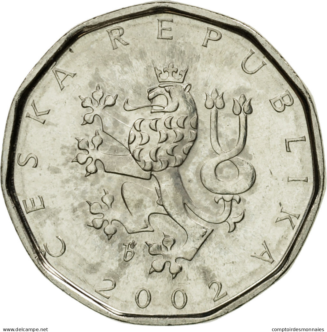 Monnaie, République Tchèque, 2 Koruny, 2002, SUP, Nickel Plated Steel, KM:9 - Tchéquie