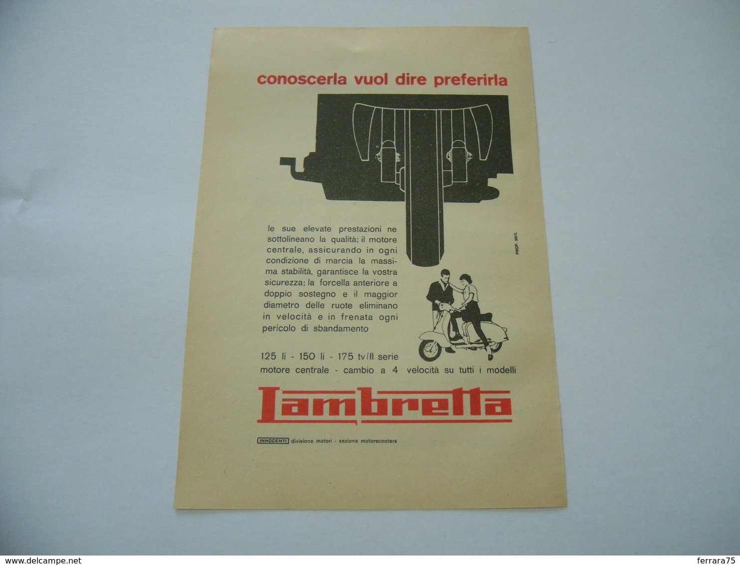 PUBBLICITà ADVERTISING  INNOCENTI LAMBRETTA - Altri & Non Classificati