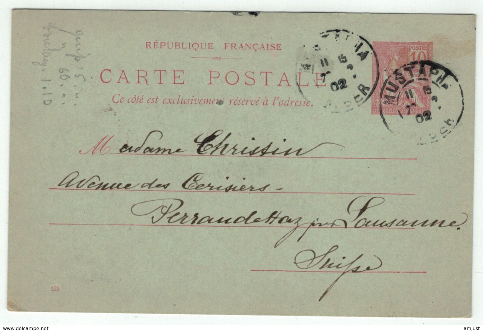 France // Entier Postaux // Entier Postal Pour Lausanne (Suisse) - Standard Postcards & Stamped On Demand (before 1995)
