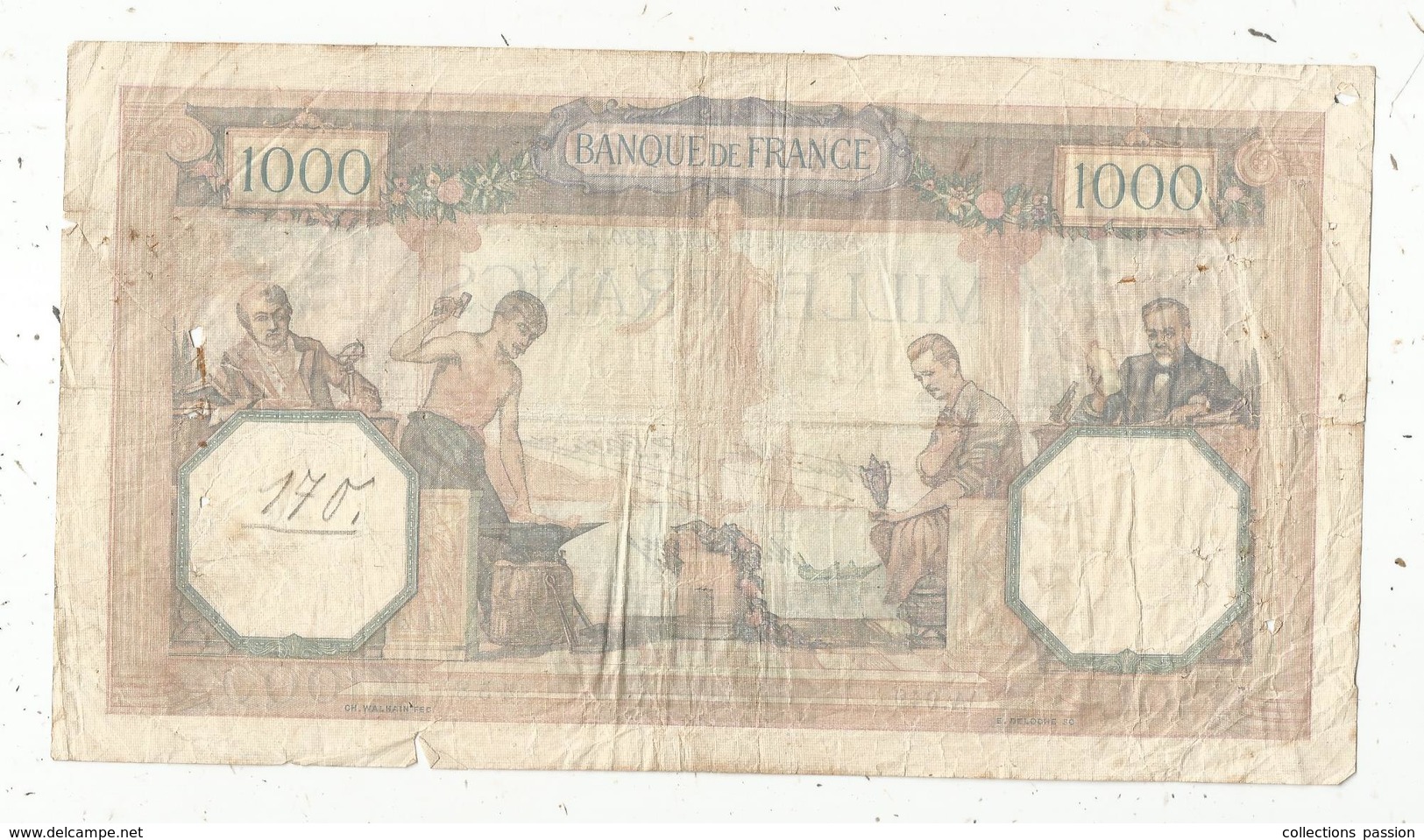 Billet, Cérés Et Mercure, Mille ,1000 Francs,  31 Juillet 1930 , 2 Scans , Frais Fr : 1.55 E - 1 000 F 1927-1940 ''Cérès Et Mercure''