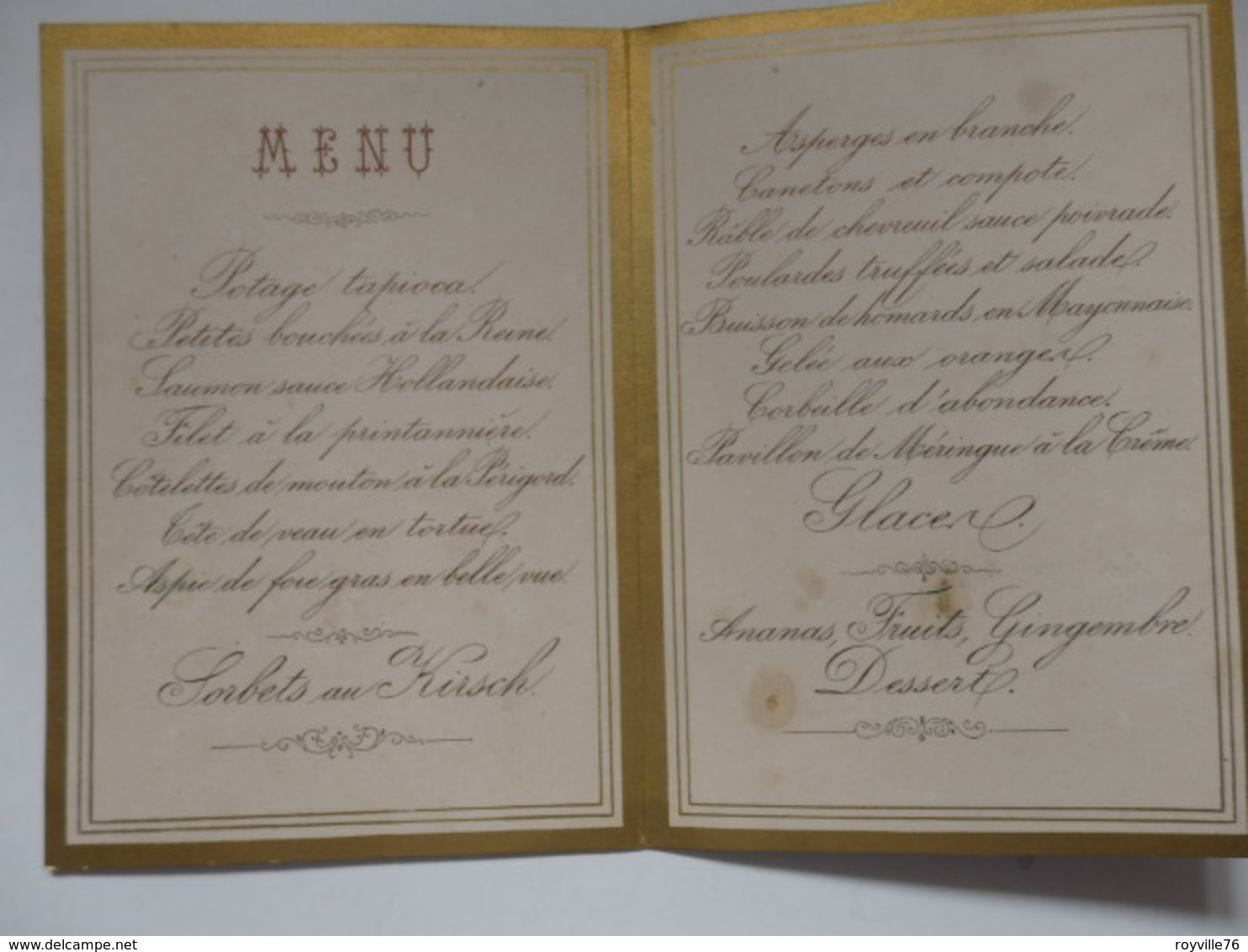 Menu Du Mariage De Aimé Et Esther Le 8 Mai 1878. - Menus