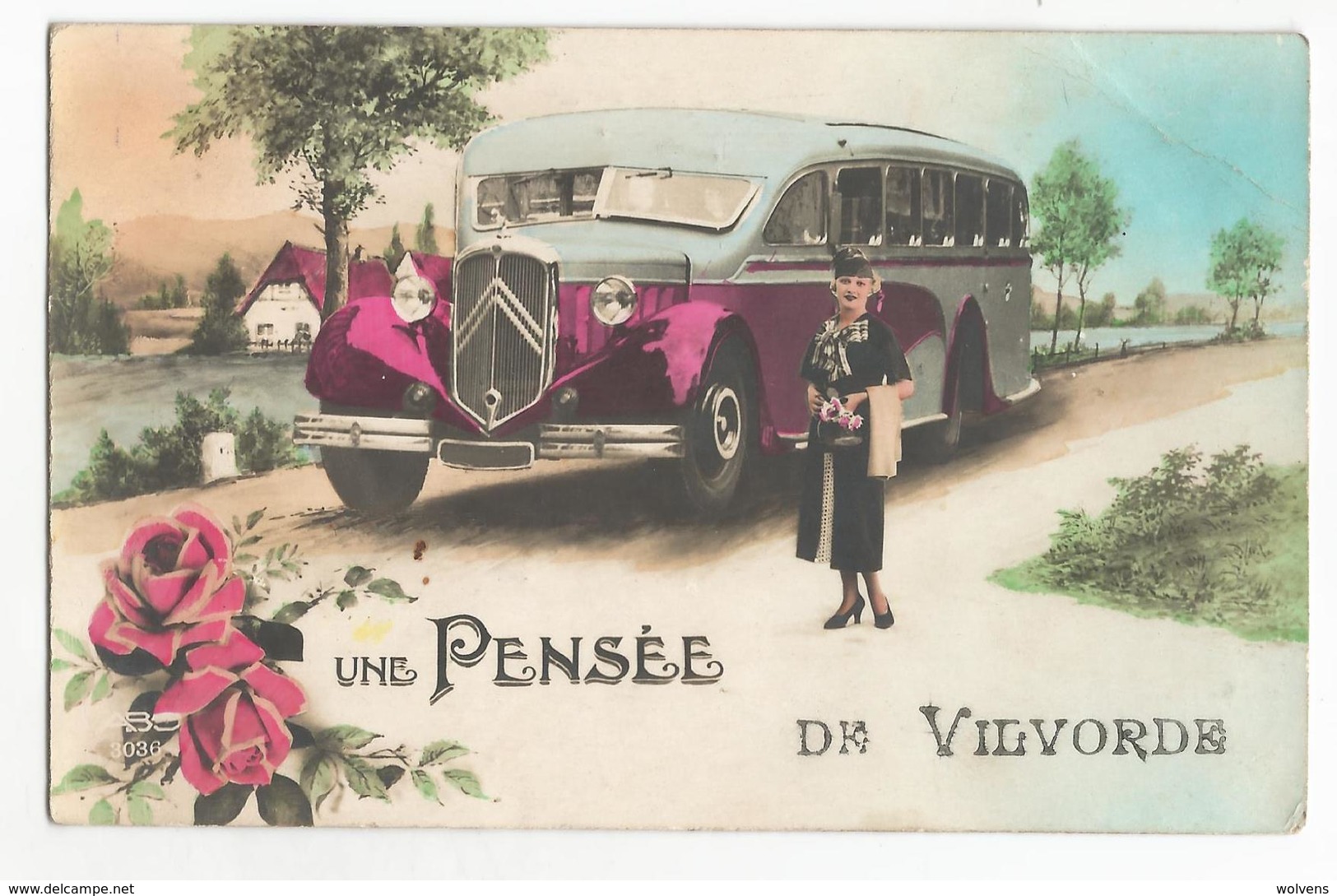 Vilvoorde Une Pensée De Oude Postkaart Vilvorde Autocar Citroën Autobus Auto Car Oldtimer Carte Postale Ancienne - Vilvoorde