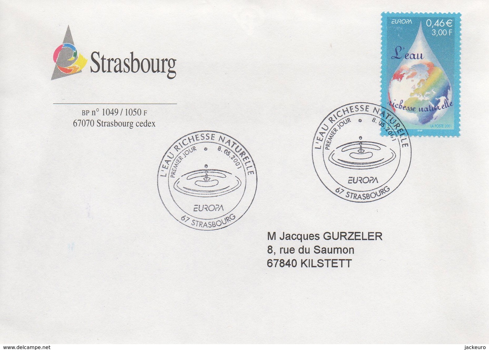 B2 FDC Europa France 2001 Cachet Strasbourg  TTB - 2001