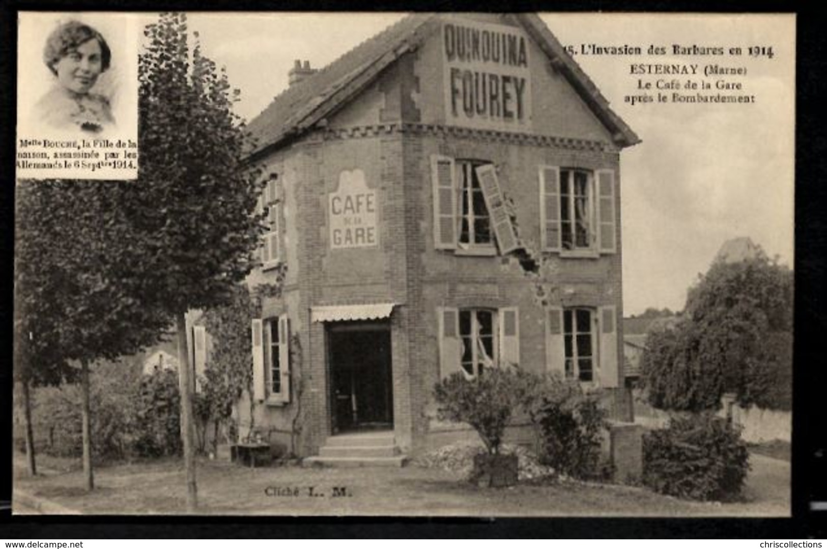 ESTERNAY (Marne) - Le Café De La Gare Aprés Le Bombardement - L'Invasion Des Barbares En 1914 - Esternay