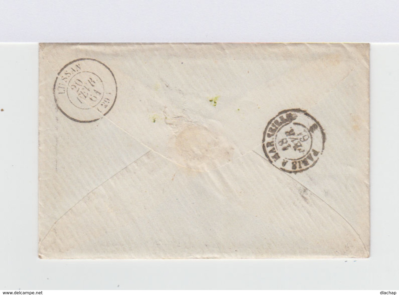 Sur Enveloppe Avec Correspondance Napoléon III 20 C. Bleu Type I. Oblitération Losange. (642) - 1849-1876: Période Classique
