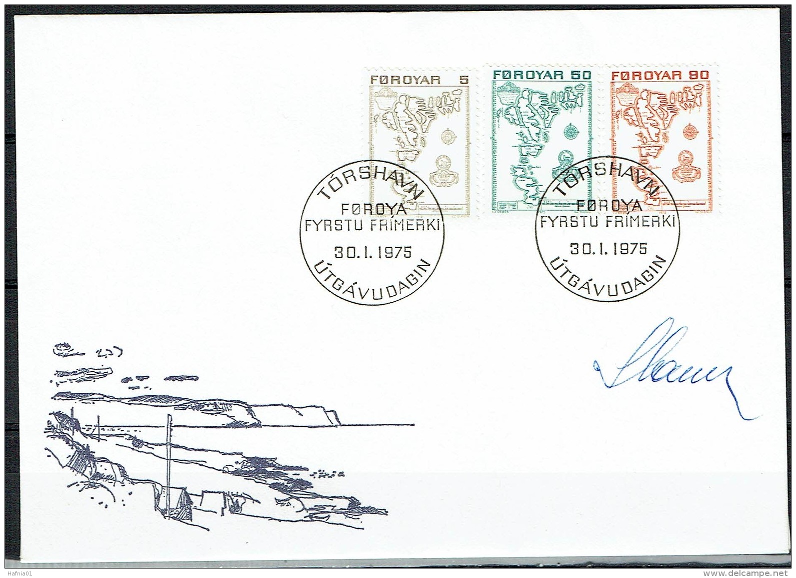 Czeslaw Slania.Faroe Islands 1975.  Stamps. Michel  7-17  FDC.  Signed. - Féroé (Iles)