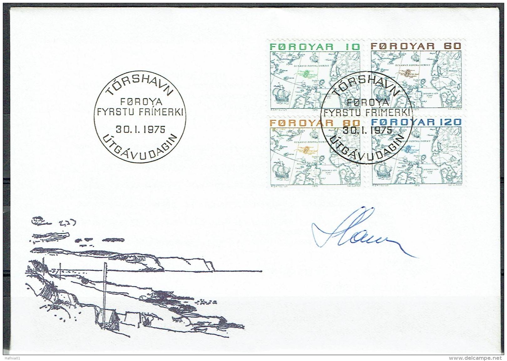 Czeslaw Slania.Faroe Islands 1975.  Stamps. Michel  7-17  FDC.  Signed. - Féroé (Iles)