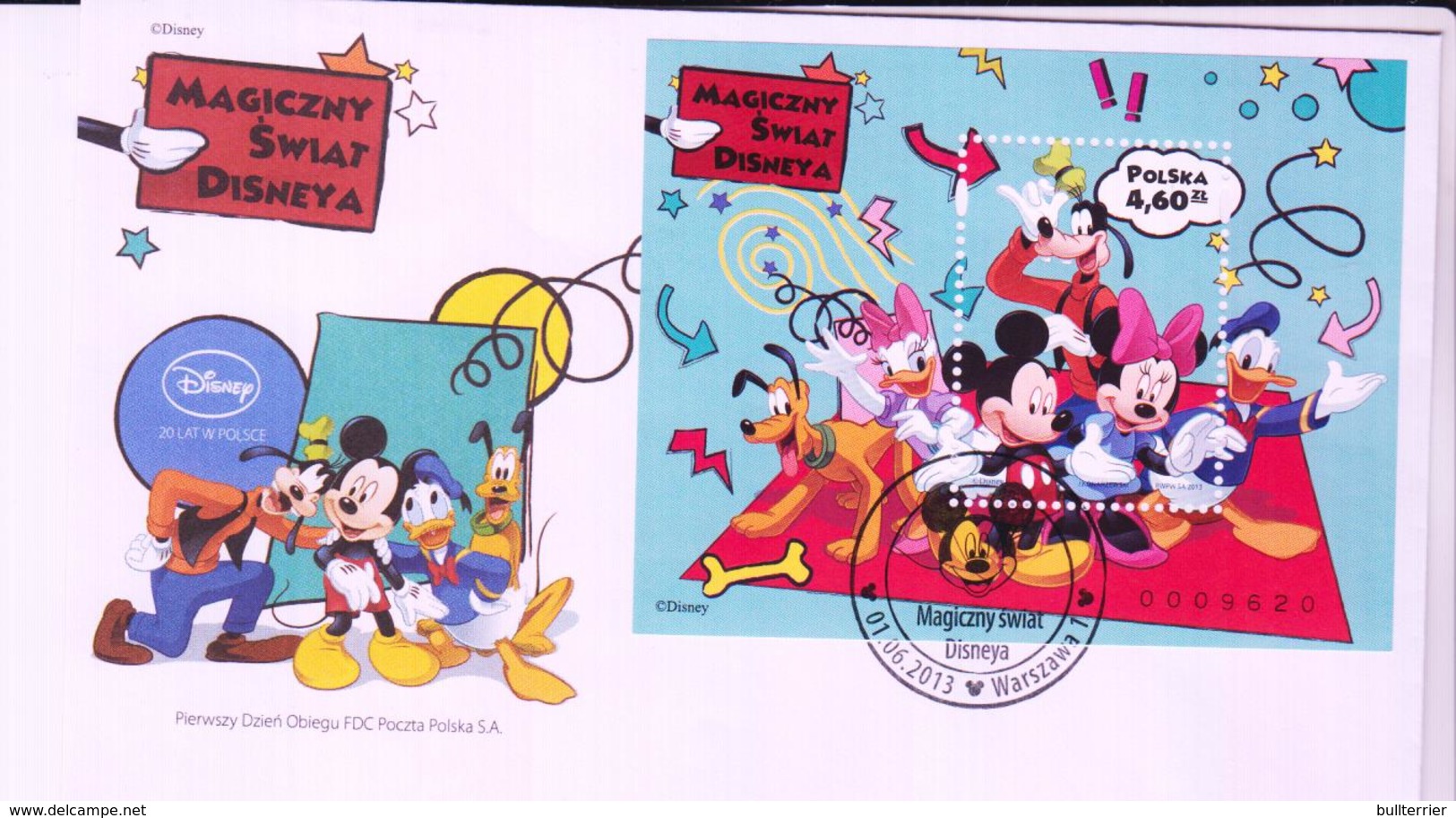 POLAND - 2013- DISNEY CHARACHTERS   S/SHEET ON ILLUSTRATED FDC, - Covers & Documents