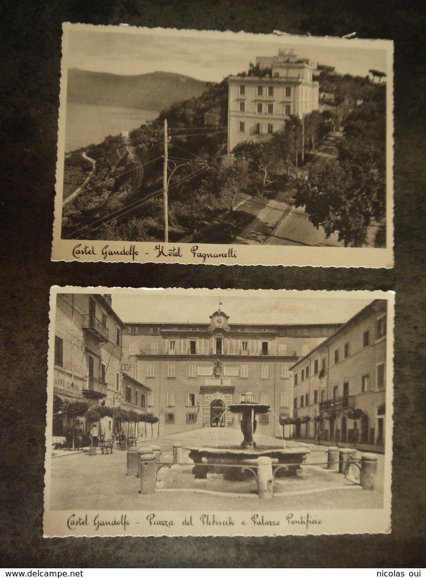 HOTEL PAGNANELLI   CASTEL GANDOLFO   PIAZZA DEL PLEBISCITO PALAZZO PONTIFICIO LOT DE 2 CARTES - Autres & Non Classés