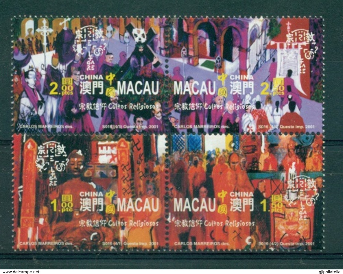 MACAO CHINE 1045/48 Cultes Religieux (boudhisme, Catholicisme) - Buddhism
