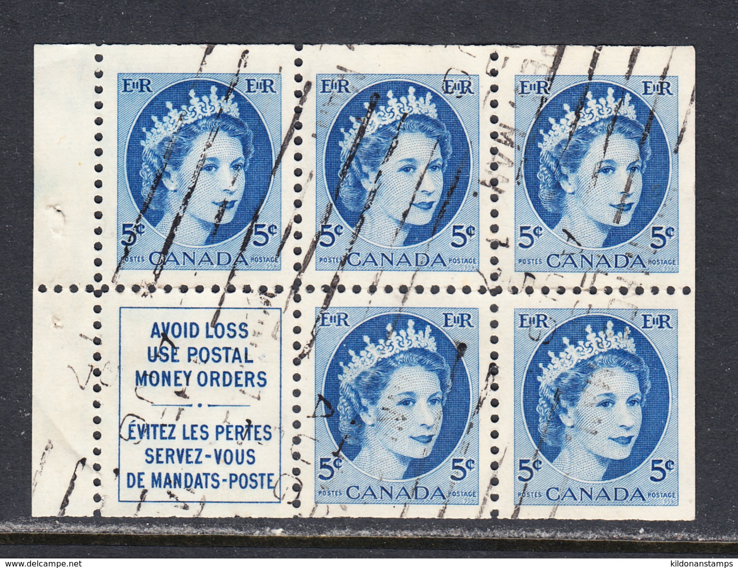 Canada 1954 Cancelled, Booklet Pane, Sc# 341a - Booklets Pages