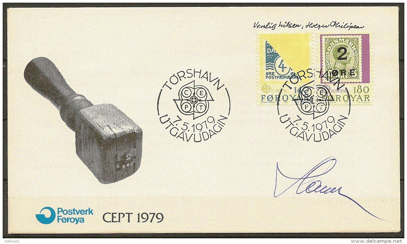 Czeslaw Slania. Faroe Islands 1979. CEPT.  Michel 43-44  FDC.  Signed. - Färöer Inseln