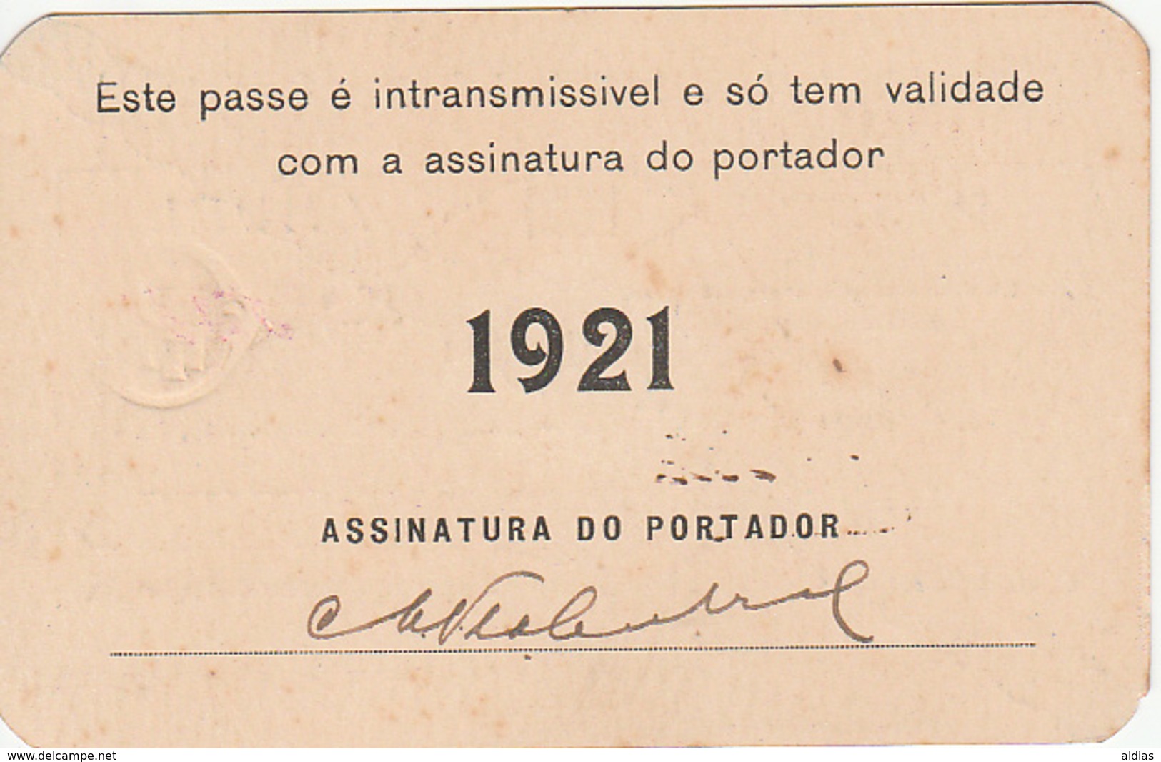 Portugal - Passe Anual Do Caminho De Ferro Do Porto à Póvoa E Famalicão - 1921 - Europe