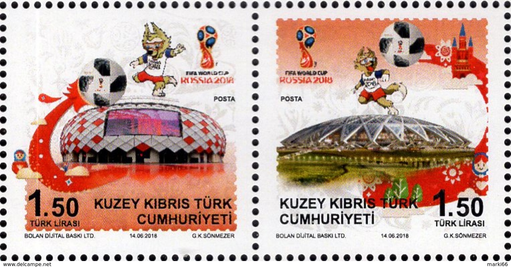 Northern Cyprus - 2018 - FIFA World Football Cup In Russia - Mint Stamp Set - Ongebruikt