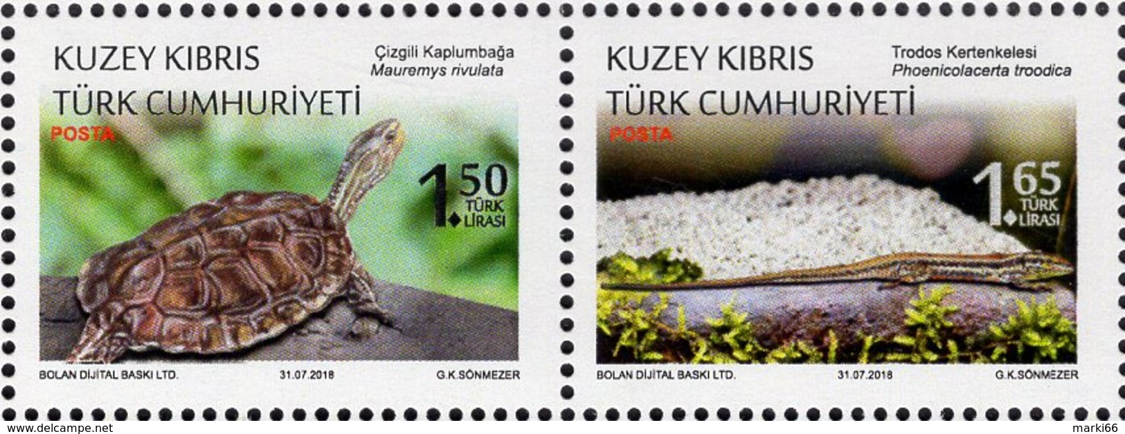 Northern Cyprus - 2018 - Protected Animals - Reptiles - Mint Stamp Set - Ongebruikt