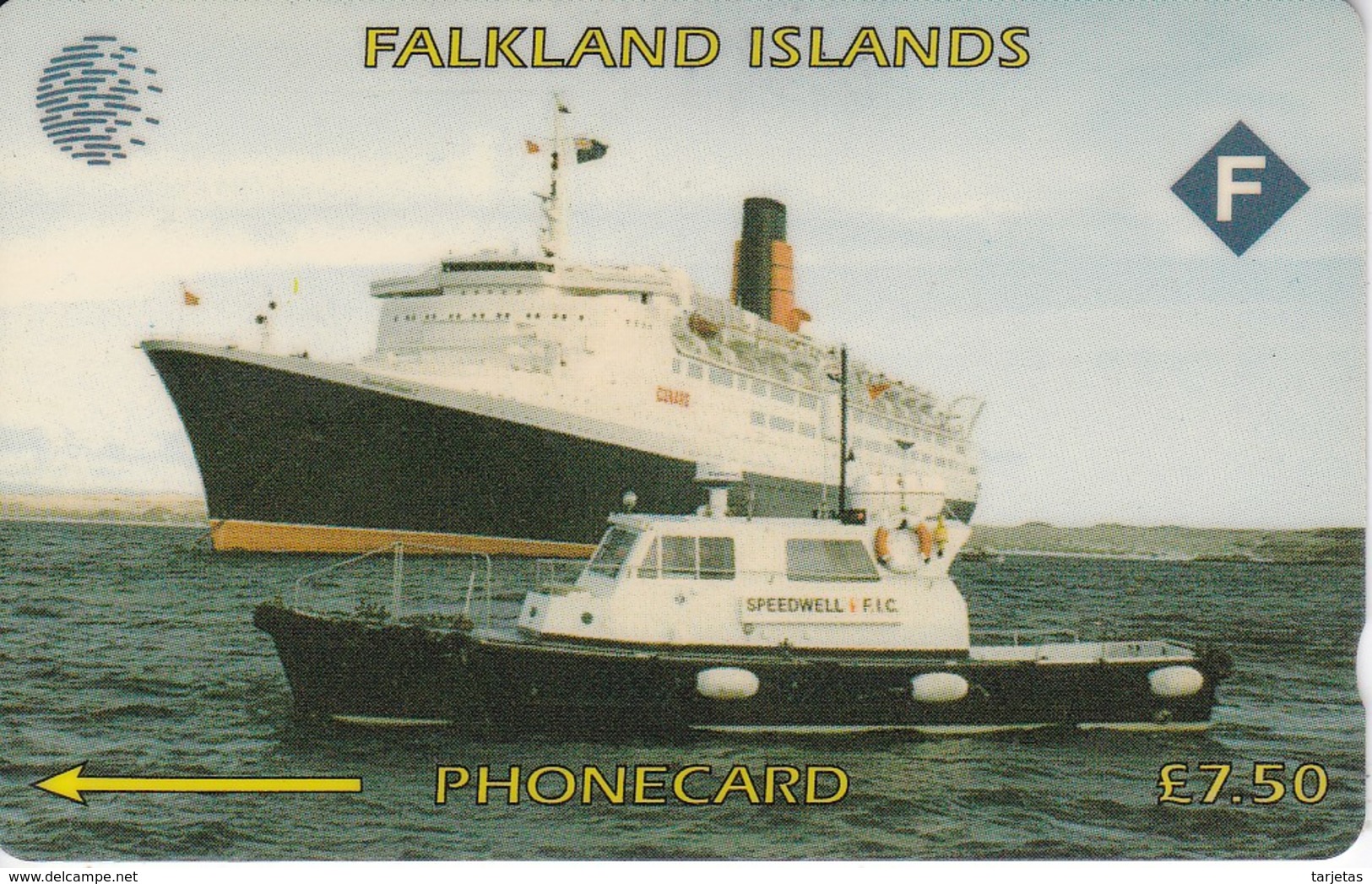 TARJETA DE LAS FALKLAND ISLANDS DE UN BARCO (SHIP) 3CWFA - Islas Malvinas