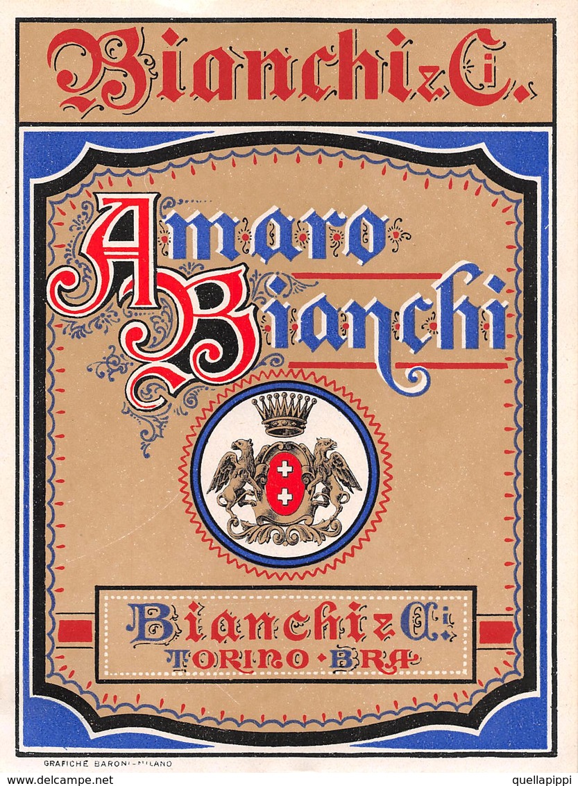 D8450 "(TO) BRA - BIANCHI & C. - AMARO BIANCHI"  II QUARTO XX SEC. ETICHETTA ORIGINALE. - Autres & Non Classés