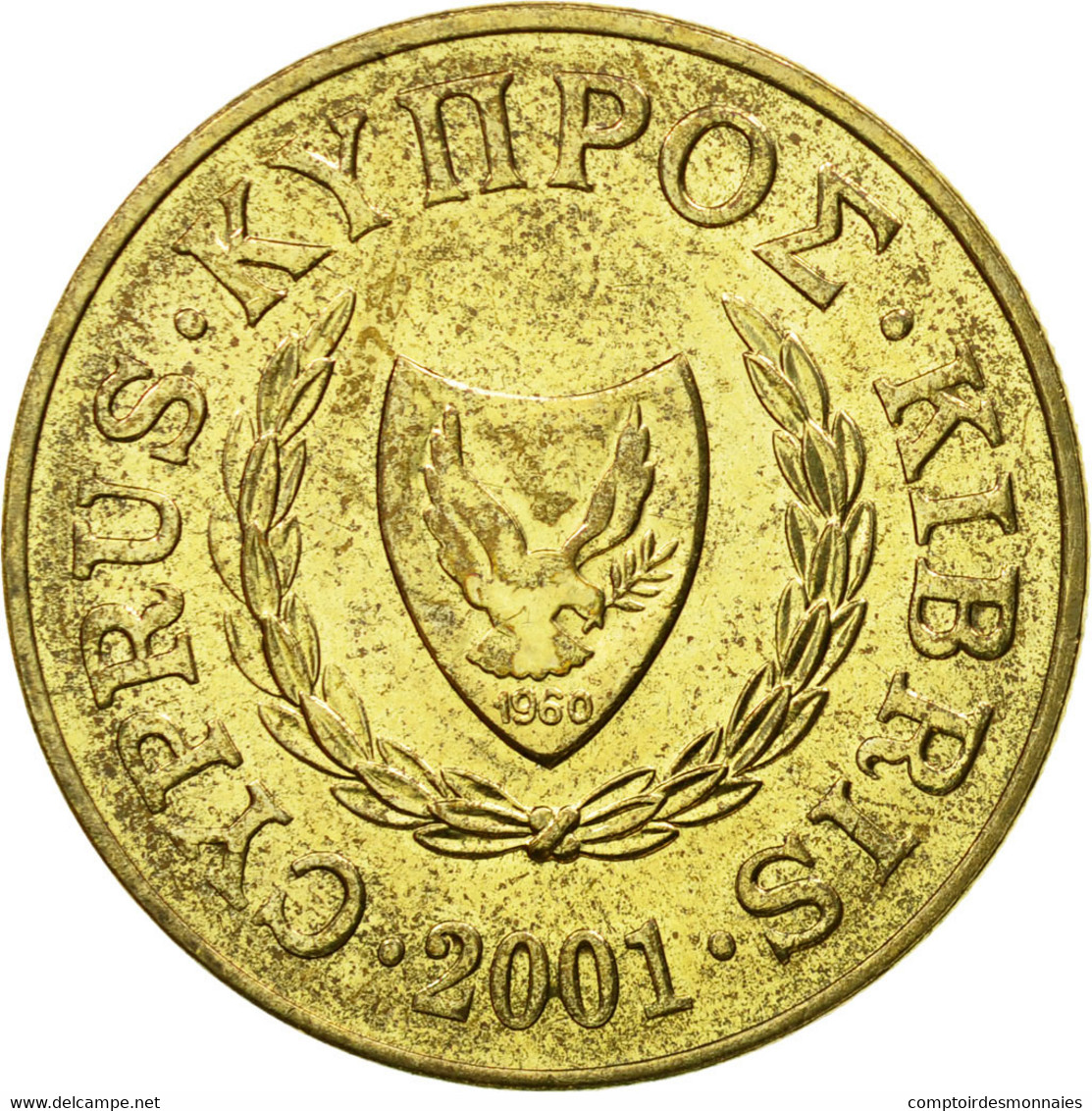 Monnaie, Chypre, 20 Cents, 2001, TTB, Nickel-brass, KM:62.2 - Chypre