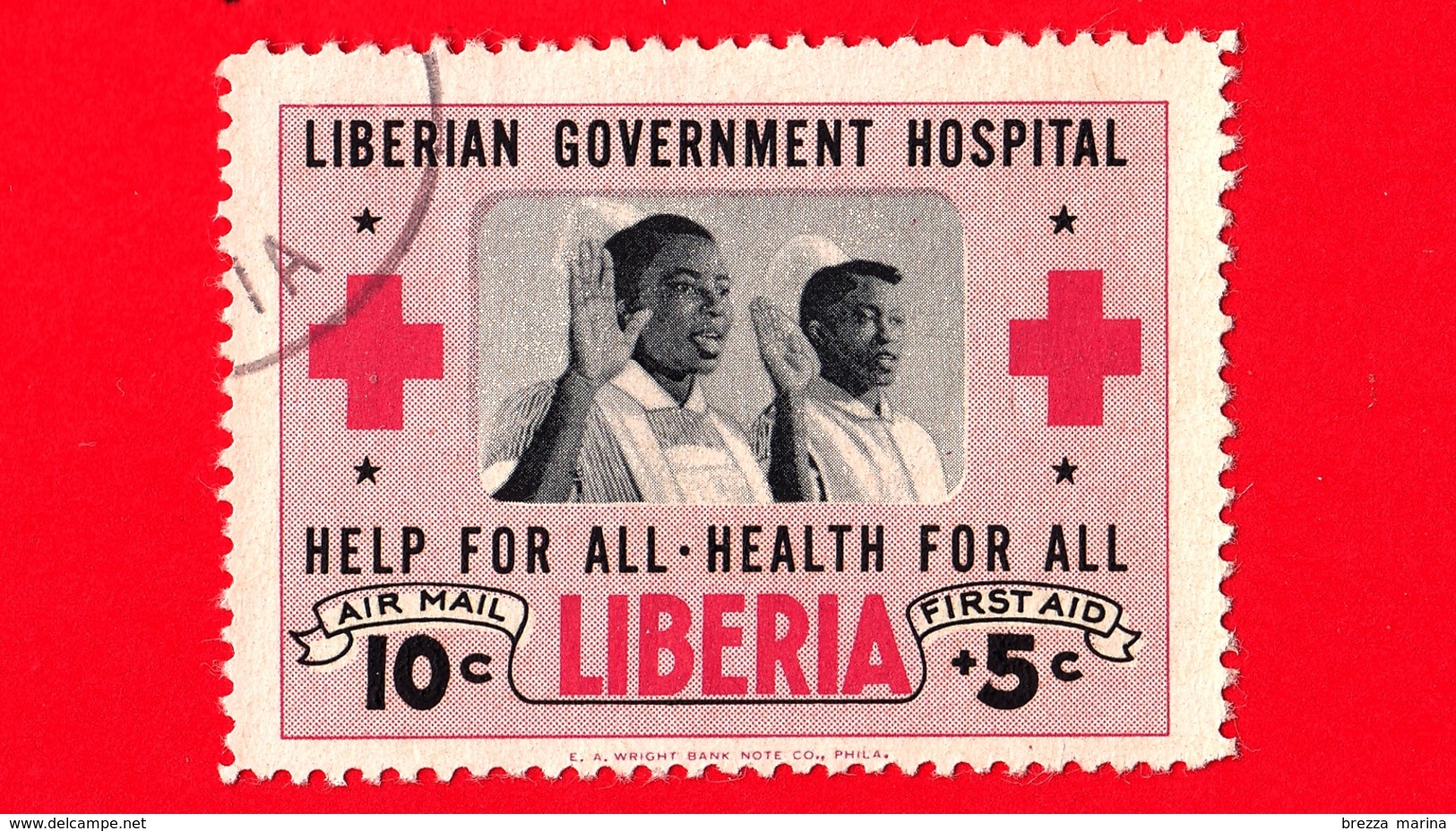 LIBERIA - Usato - 1954 - Ospedale Governativo Liberiano - Giuramento Dell'Infermiere - 10+5 P. Aerea - Liberia