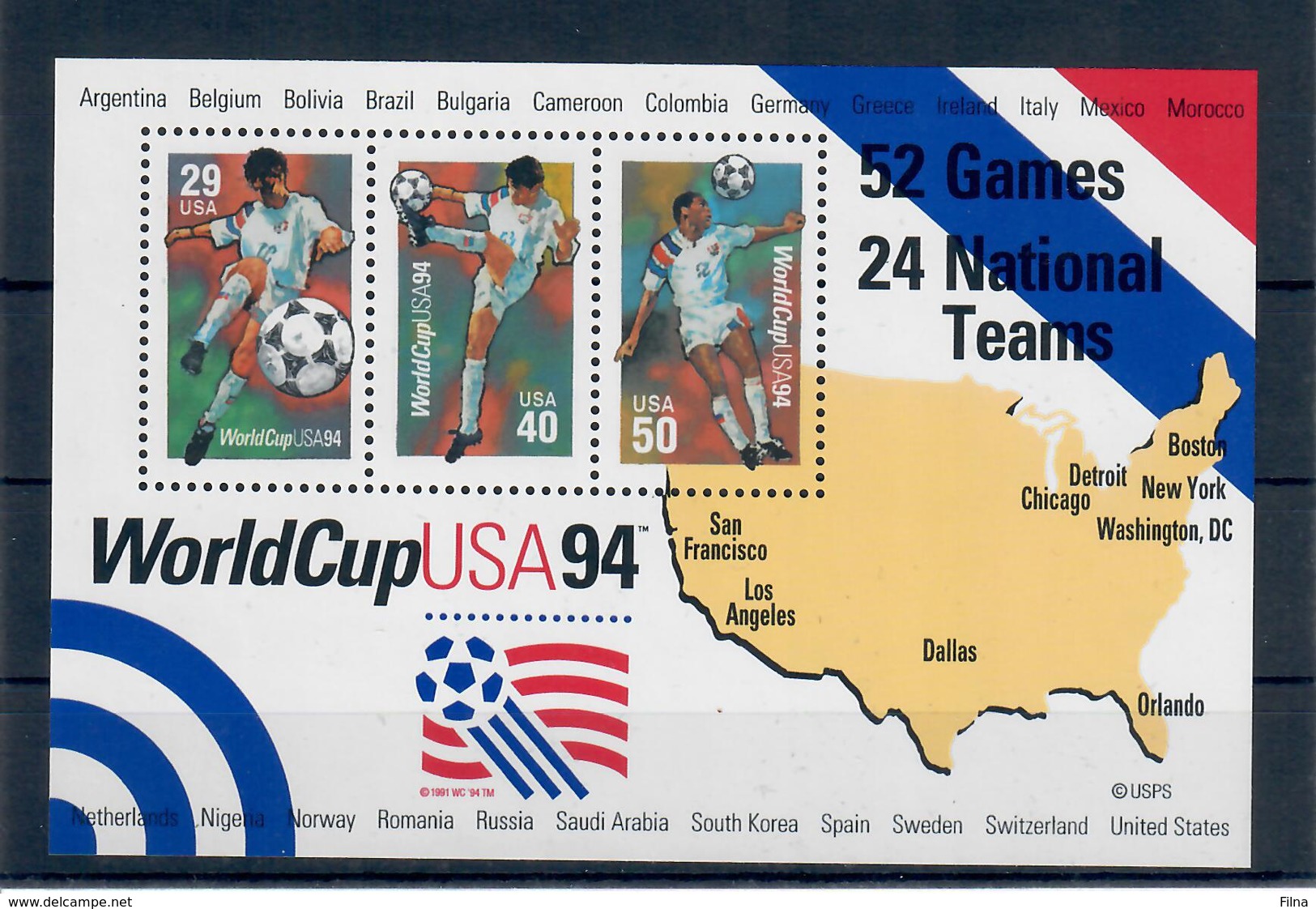 U.S.A. - STATI UNITI D'AMERICA 1994 - COPPA DEL MONDO DI CALCIO - FGL - MNH** - Nuovi