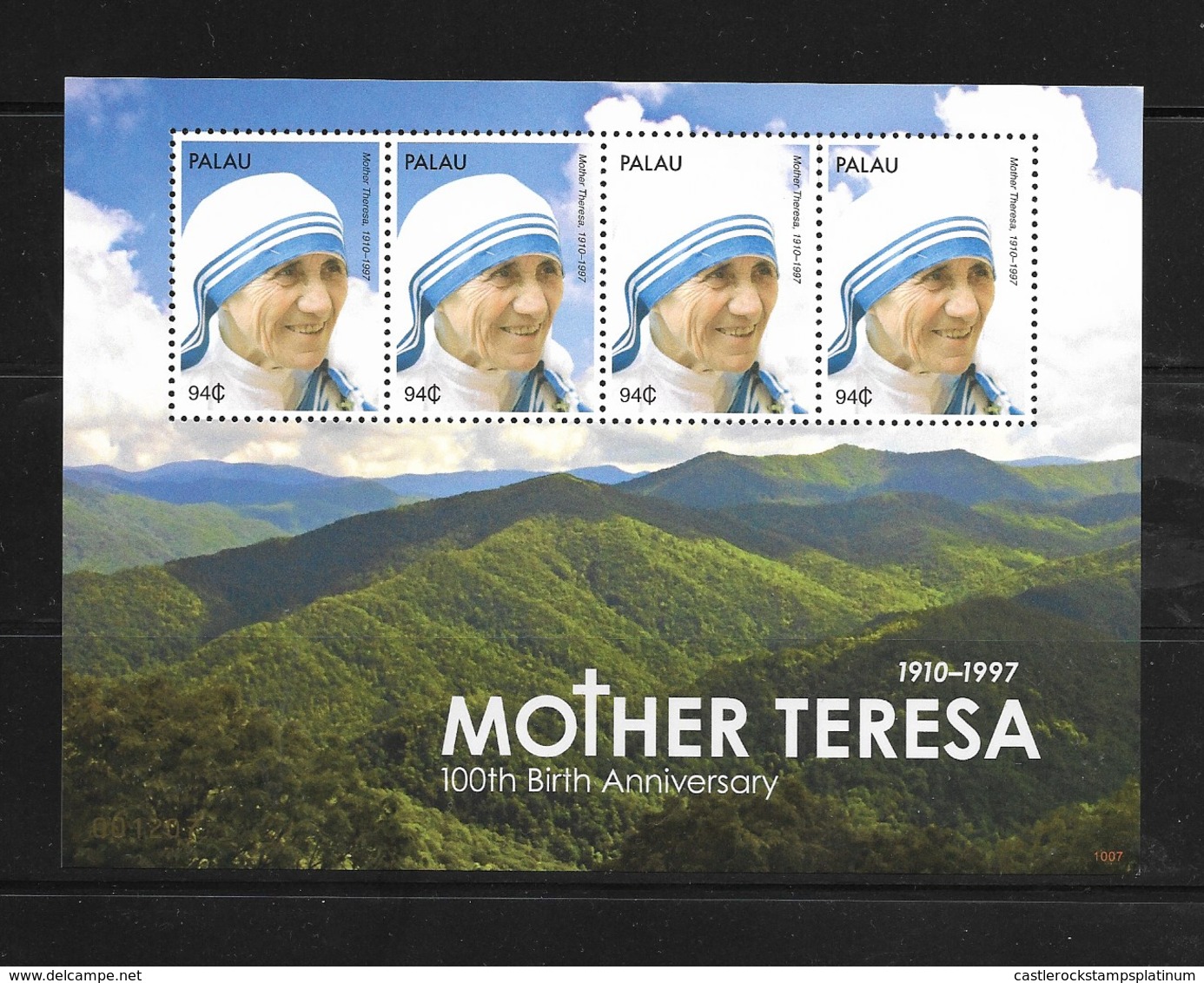 O) 2010 PALAU, ​MOTHER TERESA OF CALCUTTA - MOUNTAINS, MNH - Palau