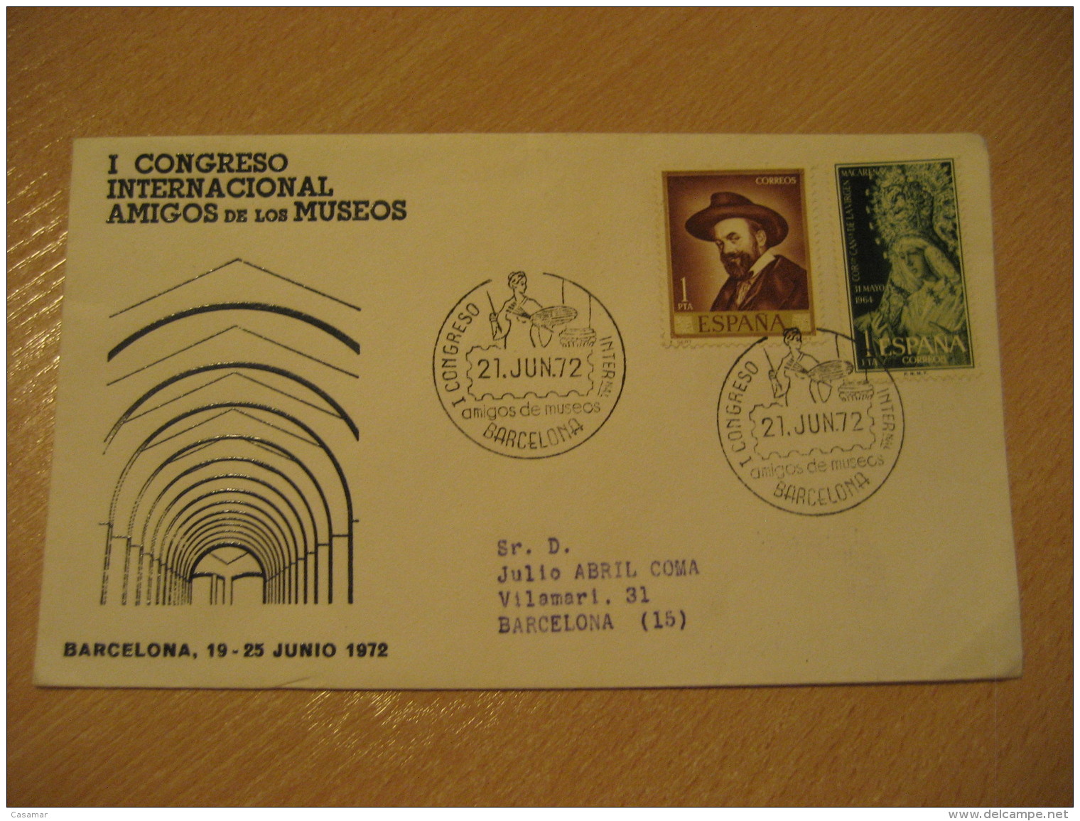 Cong. Int. Amigos De Los Museos BARCELONA 1972 Cancel Cover SPAIN Musee Museum Art - Museos