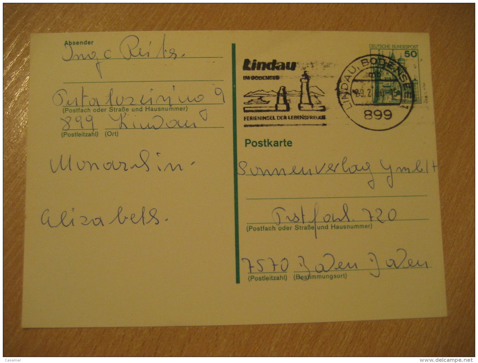 LINDAU 1980 Cancel Postal Stationery Card GERMANY Lighthouse Phare Architecture - Phares