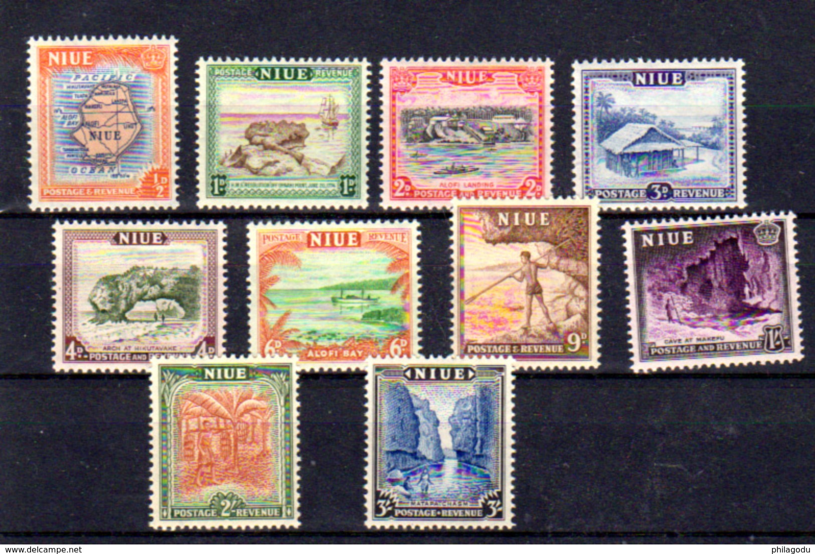 1550, ++ Niue 1950, Vues, 80 / 89**, Cote 18,50 €, Prix 6 € - Niue