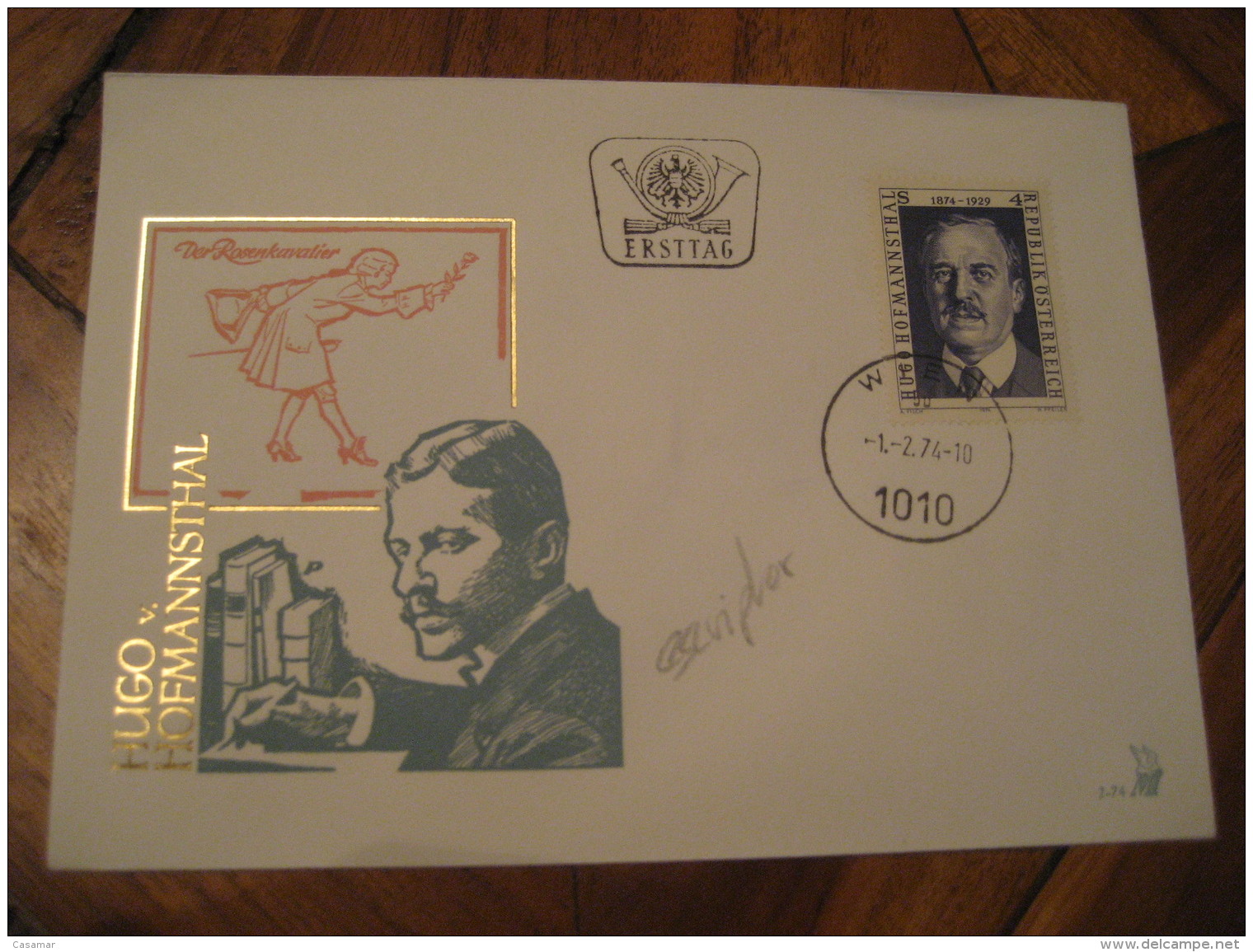 HUGO HOFMANNSTHAL Wien 1974 FDC Cancel Cover AUSTRIA Writer Literature - Ecrivains