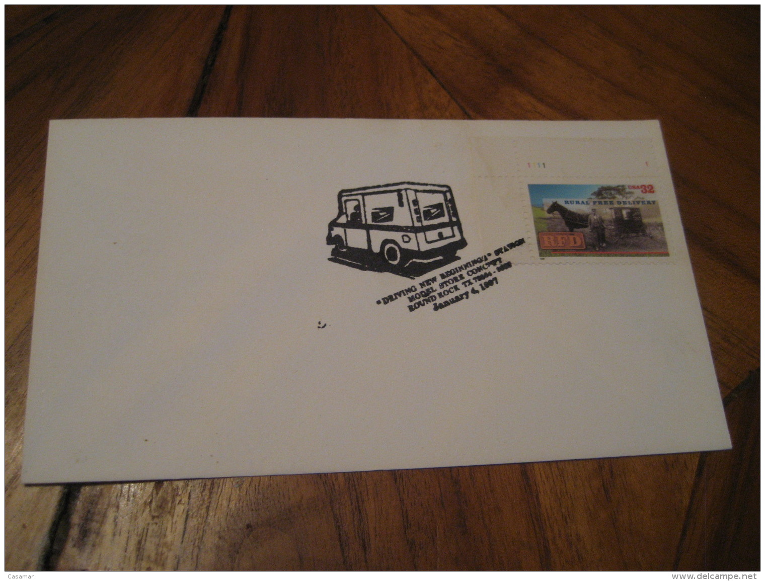 Model Store Concept ROUND ROCK 1997 Cancel Cover USA Truck Van Lorry Camion Auto Car - Trucks