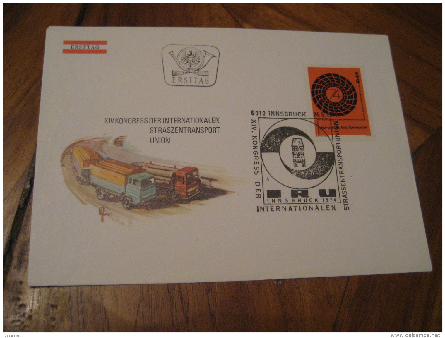 Transport INNSBRUCK 1974 FDC Cancel Cover AUSTRIA Truck Van Lorry Camion Auto Car - Trucks