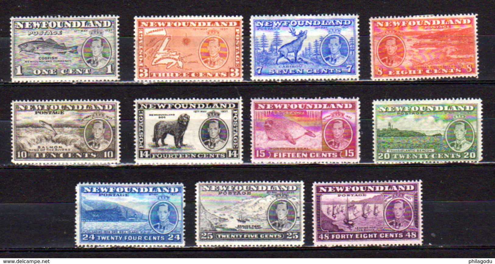 1937  Terre-Neuve, George VI, 208 / 218*, Cote 57,50 €, Chien Dog Phoque Animaux. Bateaux - Autres & Non Classés