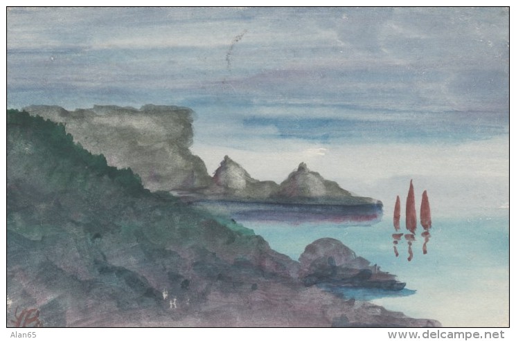 Artist Image 'Handmade' Seaside View Devonshire, Mailed From Torquay, C1930s Vintage Postcard - Other & Unclassified
