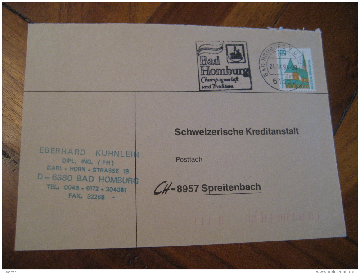 BAD HOMBURG 1994 Cancel Cover GERMANY Hydrotherapy Spa Thermal Health Sante Thermalisme - Bäderwesen