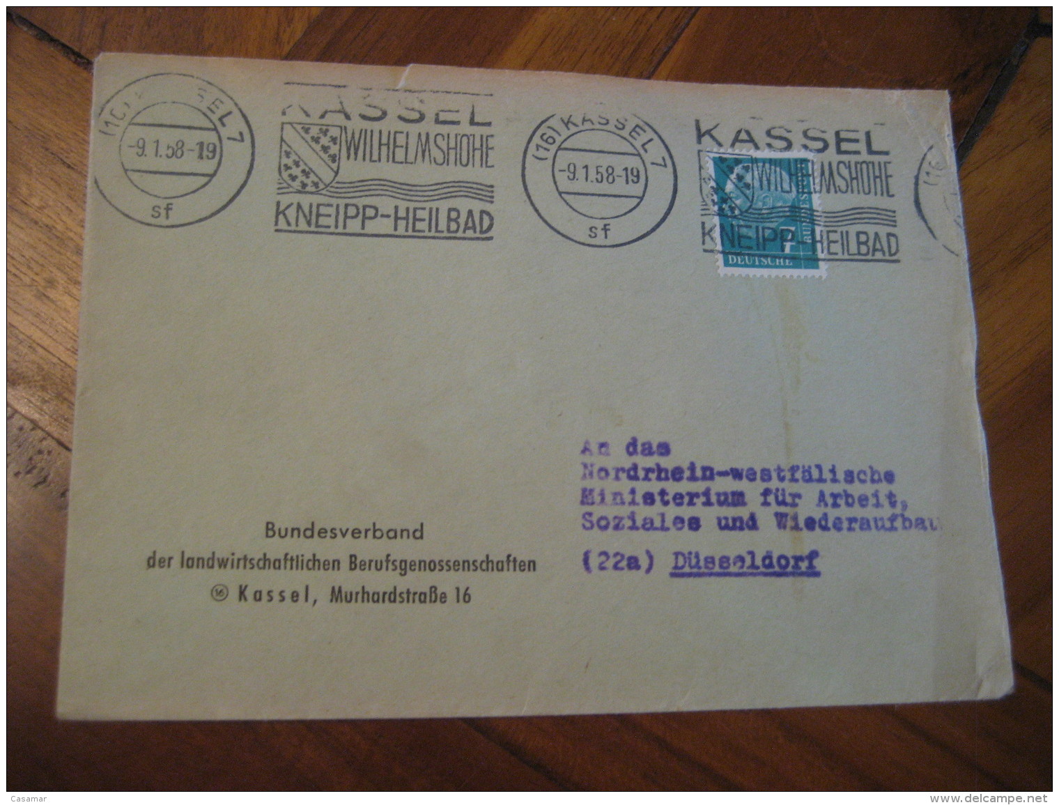 KNEIPP Heilbad Wilhelmshohe KASSEL 1958 Cancel Cover GERMANY Hydrotherapy Spa Thermal Health Sante Thermalisme - Bäderwesen