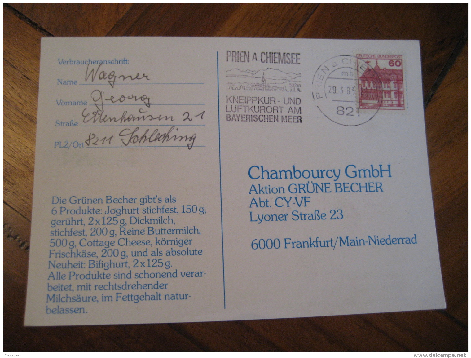 KNEIPP Luftkurort PRIEN A. CHIEMSEE 1983 Cancel Card GERMANY Hydrotherapy Spa Thermal Health Sante Thermalisme - Bäderwesen