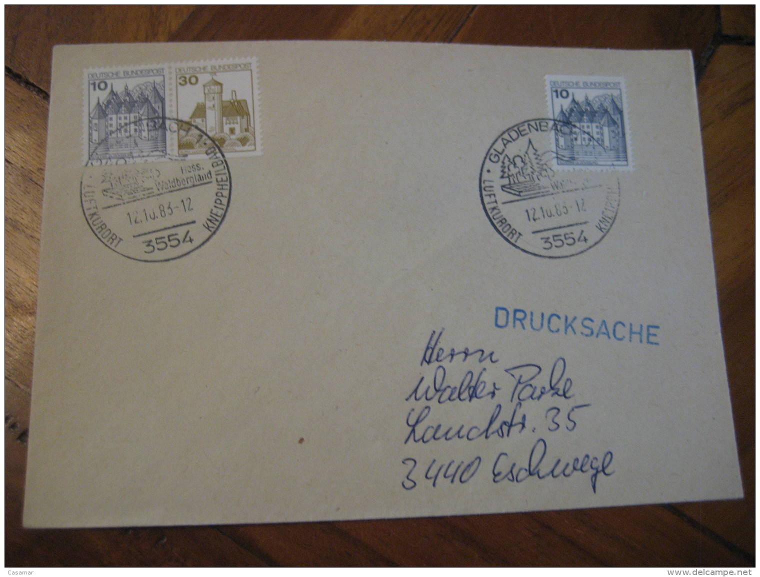 KNEIPP Heilbad Luftkurort GLADENBACH 1983 Cancel Cover GERMANY Hydrotherapy Spa Thermal Health Sante Thermalisme - Bäderwesen