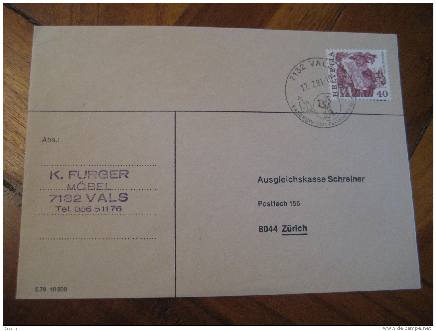 Badekur Ferienort VALS 1981 Cancel Cover SWITZERLAND Hydrotherapy Spa Thermal Health Sante Thermalisme - Bäderwesen