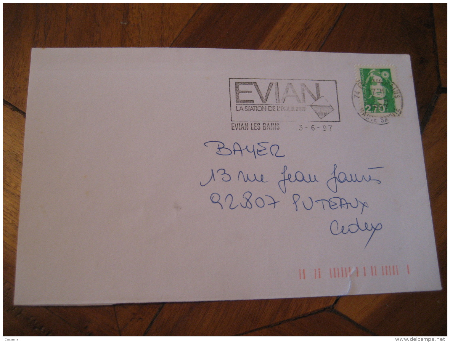 EVIAN LES BAINS 1997 Cancel Cover FRANCE Hydrotherapy Spa Thermal Health Sante Thermalisme - Bäderwesen