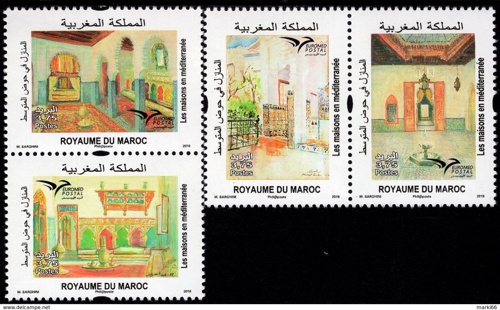 Morocco - 2018 - Euromed - Houses Of The Mediterranean - Mint Stamp Set - Marokko (1956-...)