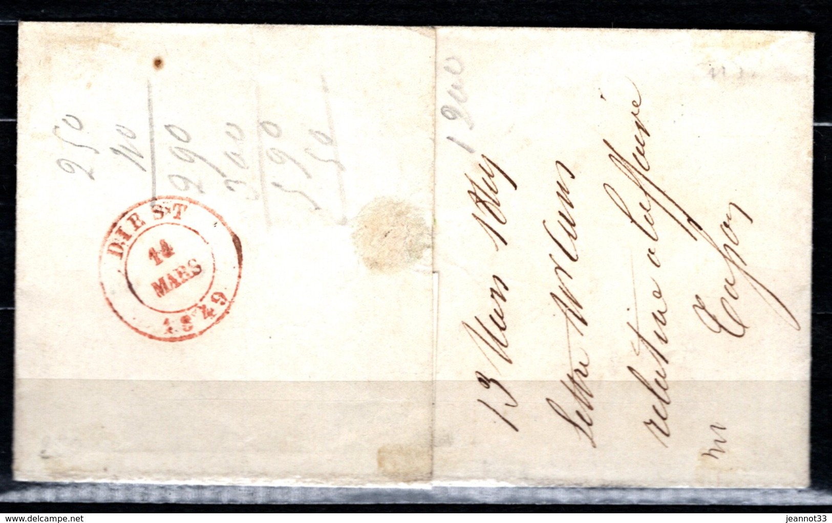 Lettre Expédiée En Port Dû - Expédiée De Bruxelles à Destination De Diest Le 19 Mars 1849 - 1830-1849 (Belgique Indépendante)