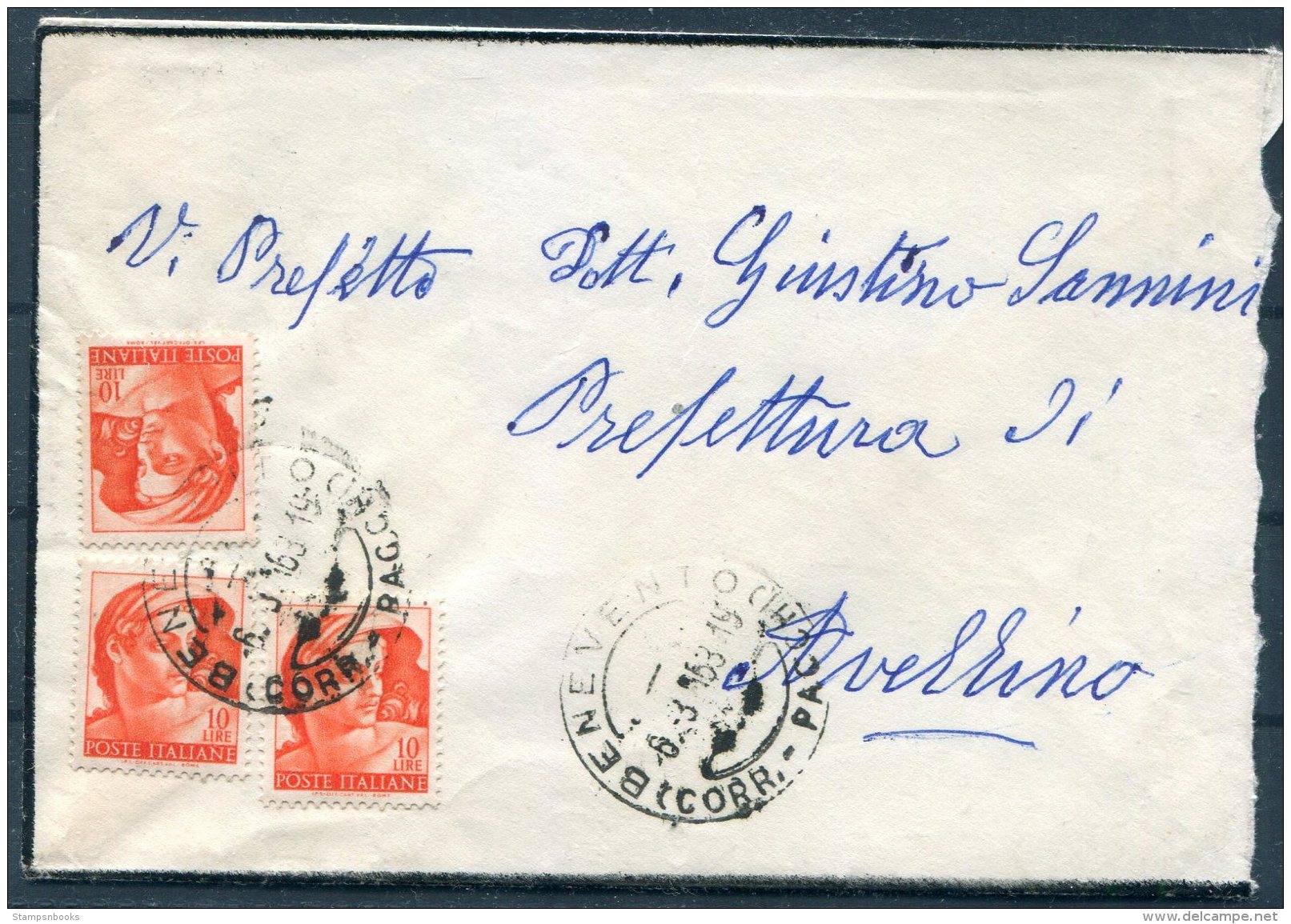 1963 Italy Mourning Cover Benevento - Avellino - 1961-70: Marcophilia